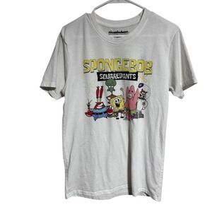 Nickelodeon Characters SpongeBob SquarePants Men's White Tee T-Shirt Size M